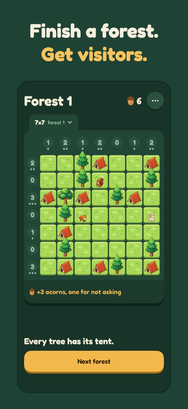 A solved forest with a fox, a rabbit and a squirrel visiting